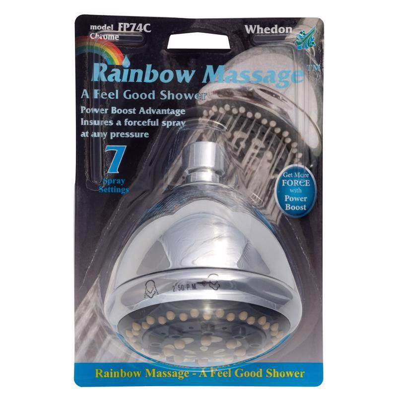 WHEDON - Whedon Rainbo Massage Chrome Plastic 7 settings Showerhead 2.5 gpm