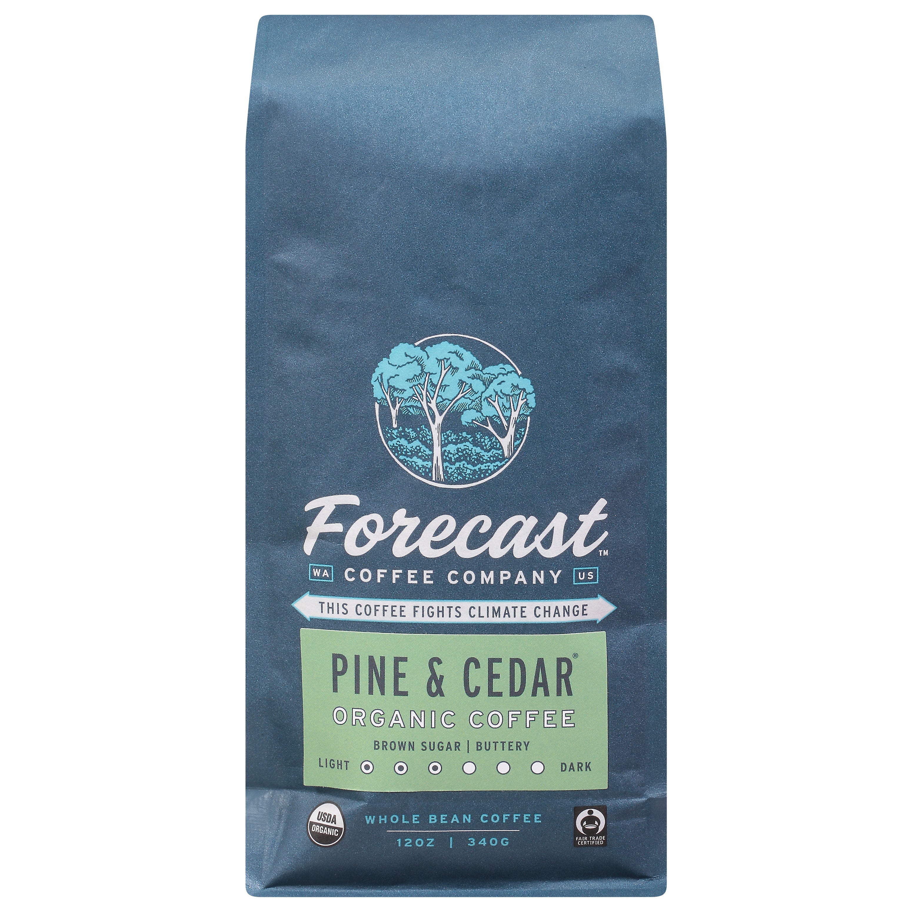 Forecast Coffee Company Organic Pine & Cedar Medium Roast Whole Bean Coffee 12 oz - Case of 6