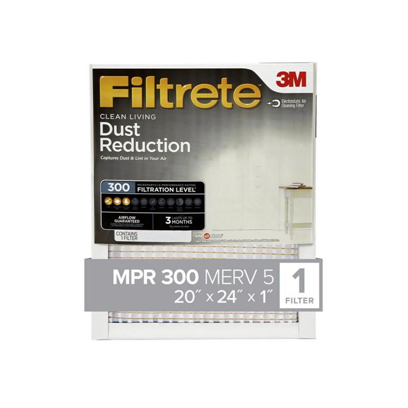 3M - Filtrete 20 in. W X 24 in. H X 1 in. D 5 MERV Pleated Filter Dust 1 pk - Case of 4