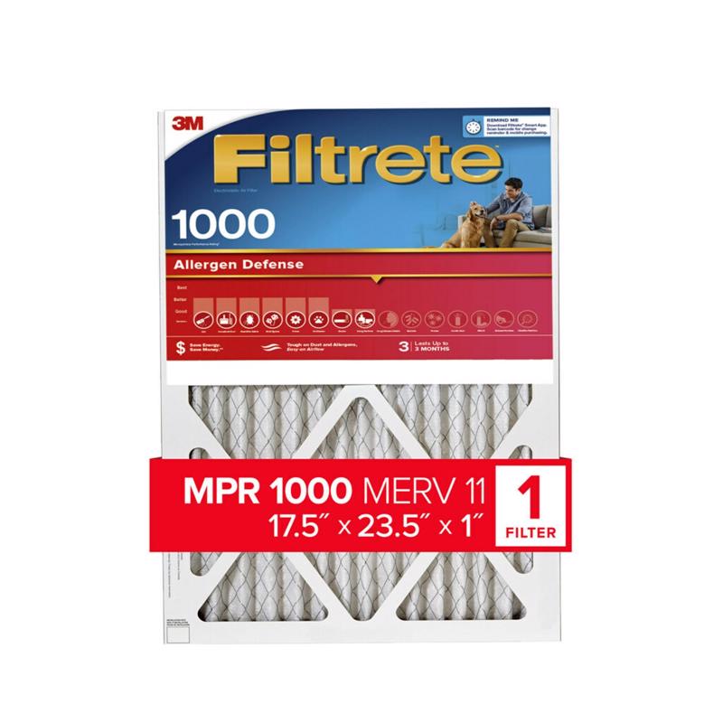 3M - 3M Filtrete 17-1/2 in. W X 23-1/2 in. H X 1 in. D 11 MERV Pleated Air Filter 1 pk - Case of 4