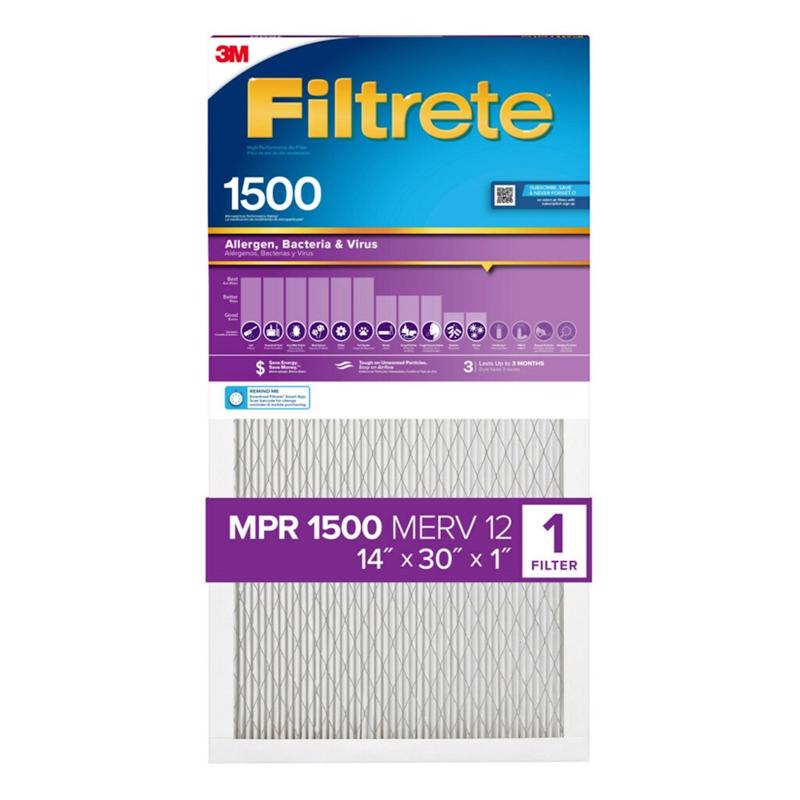 3M - 3M Filtrete 14 in. W X 30 in. H X 1 in. D Synthetic 12 MERV Pleated Ultra Allergen Filter 1 pk - Case of 4