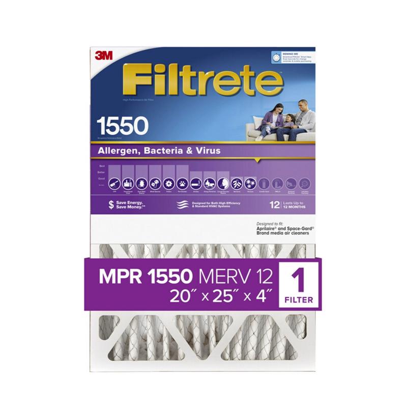 3M - Filtrete 20 in. W X 25 in. H X 4 in. D Polyester 12 MERV Pleated Allergen Air Filter 1 pk - Case of 4