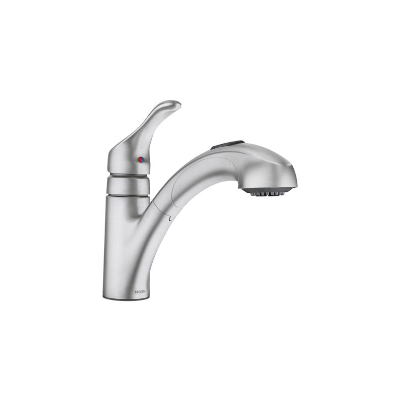 MOEN - Moen Renzo One Handle Stainless Steel Pull-Out Kitchen Faucet