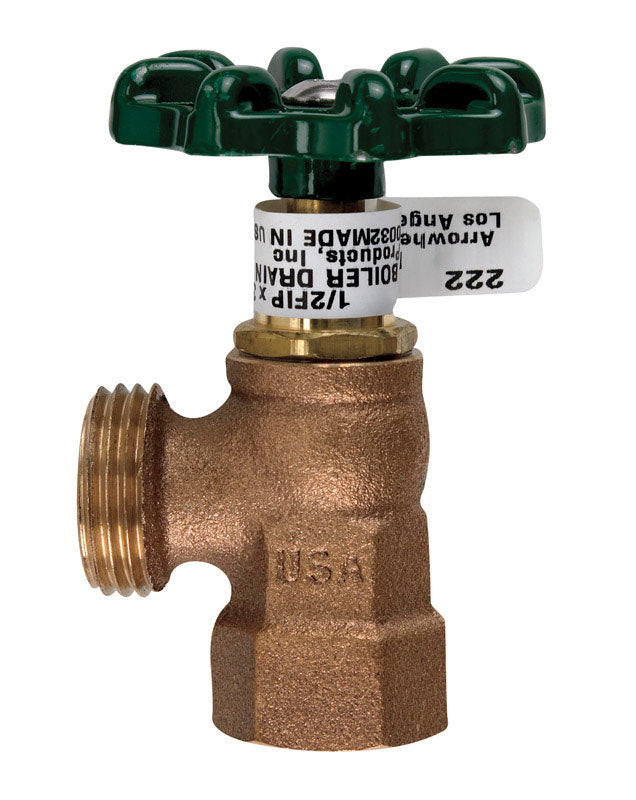 ARROWHEAD - Arrowhead 1/2 in. FIP MHT Brass Boiler Drain