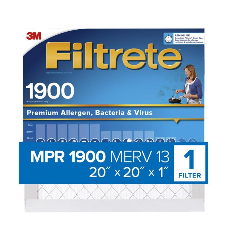 3M - Filtrete 20 in. W X 20 in. H X 1 in. D Fiberglass 13 MERV Pleated Allergen Air Filter 1 pk - Case of 4