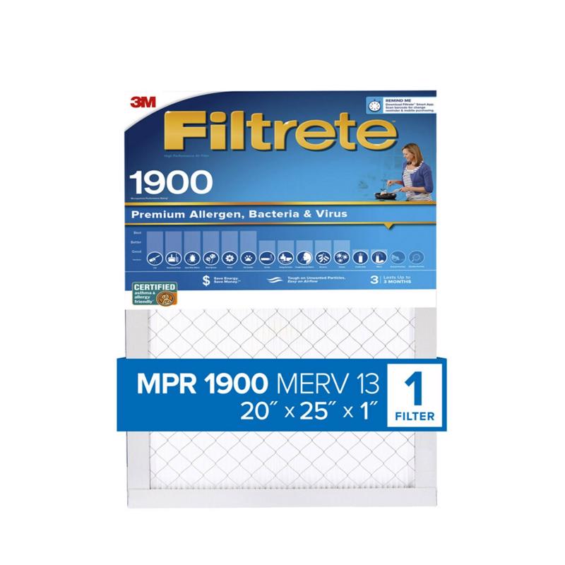 3M - Filtrete 20 in. W X 25 in. H X 1 in. D Fiberglass 13 MERV Pleated Air Filter 1 pk - Case of 4