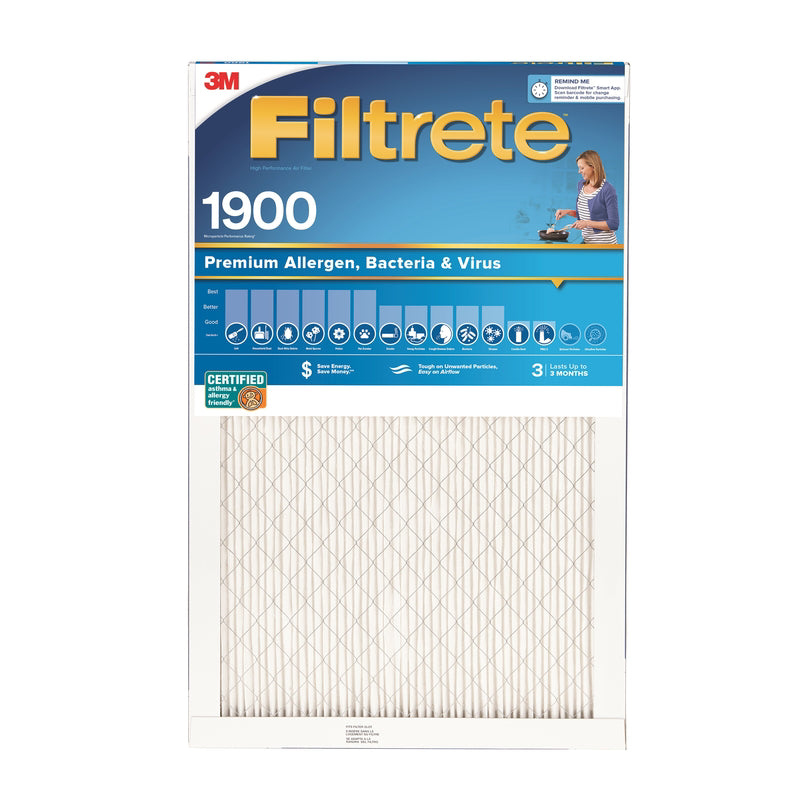 3M - Filtrete 20 in. W X 30 in. H X 1 in. D Fiberglass 13 MERV Pleated Allergen Air Filter 1 pk - Case of 6