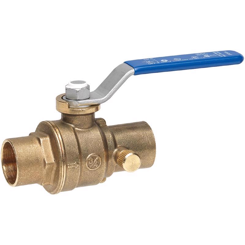 HOMEWERKS - Homewerks 1/2 in. Brass Sweat Ball Valve with Drain Full Port