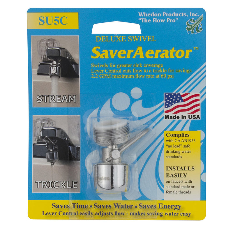 WHEDON - Whedon SaverAerator Dual Thread 15/16 in.-27M x 55/64 in.-27F Chrome Plated Swivel Aerator [SU5C]