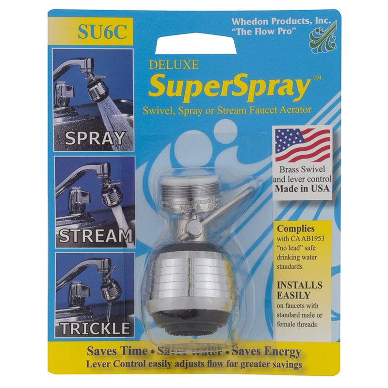 WHEDON - Whedon SuperSpray Dual Thread 15/16 in.- 27M x 55/64 in.-27F Chrome Swivel Sprayrator [SU6C]