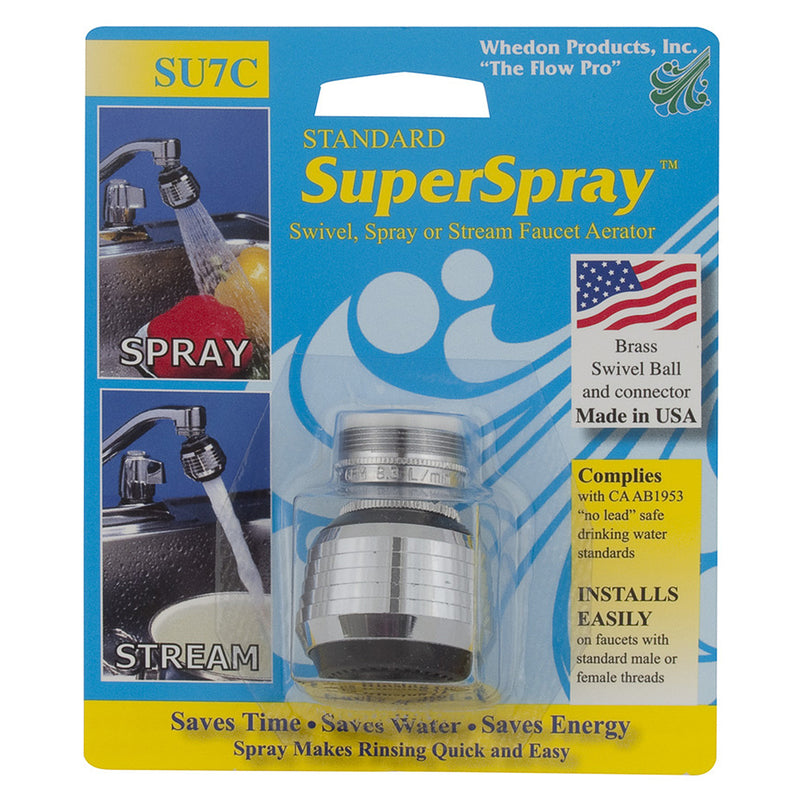 WHEDON - Whedon SuperSpray Dual Thread 15/16 in.- 27M x 55/64 in.-27F Chrome Swivel Sprayrator [SU7C]