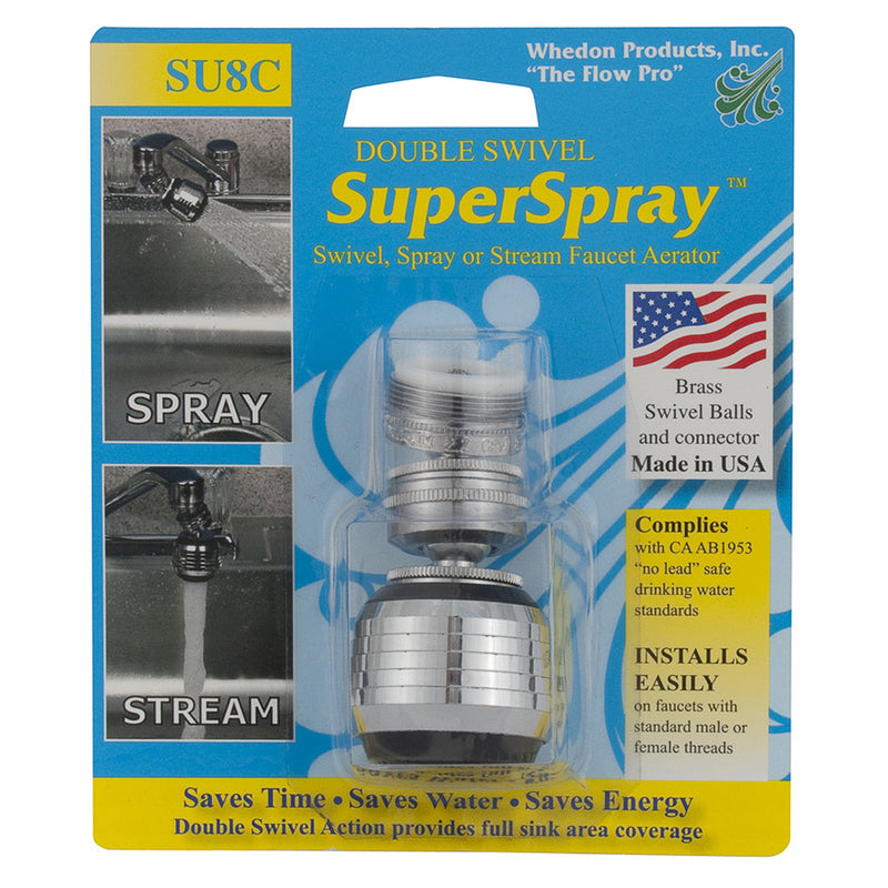 WHEDON - Whedon Super Spray Dual Thread 15/16 in.- 27M x 55/64 in.-27F Chrome Swivel Sprayrator