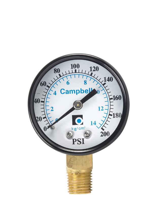 CAMPBELL - Campbell Polycarbonate Pressure Gauge 200 psi