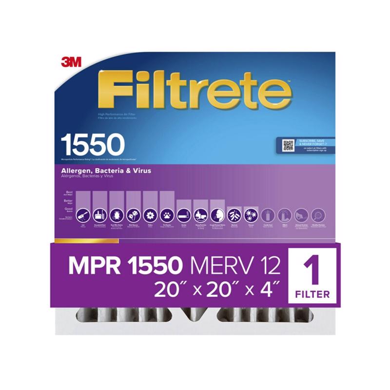 3M - Filtrete 20 in. W X 20 in. H X 4 in. D Polyester 12 MERV Pleated Allergen Air Filter 1 pk - Case of 4