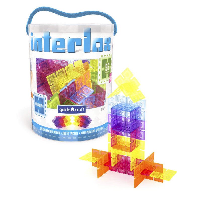 GUIDECRAFT - Interlox Squares Building Set, 96 Pieces