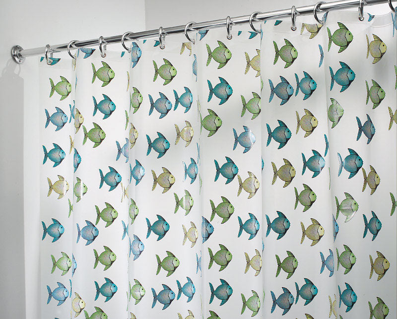 IDESIGN - iDesign 72 in. H X 72 in. W Blue/Green Fish Shower Curtain Vinyl