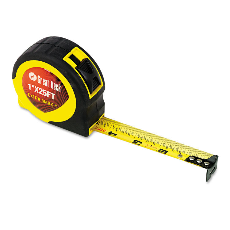 Great Neck - ExtraMark Power Tape, 1" x 25 ft, Steel, Yellow/Black