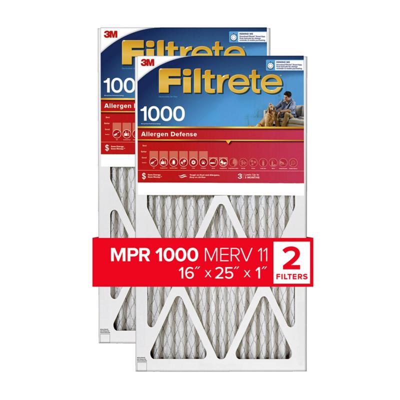 3M - Filtrete 16 in. W X 25 in. H X 1 in. D 11 MERV Pleated Air Filter 2 pk - Case of 3