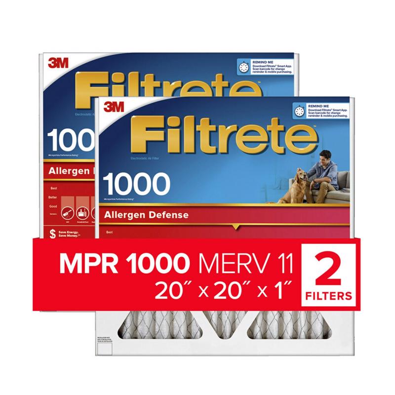 3M - 3M Filtrete 20 in. W X 20 in. H X 1 in. D 11 MERV Pleated Air Filter 2 pk - Case of 3