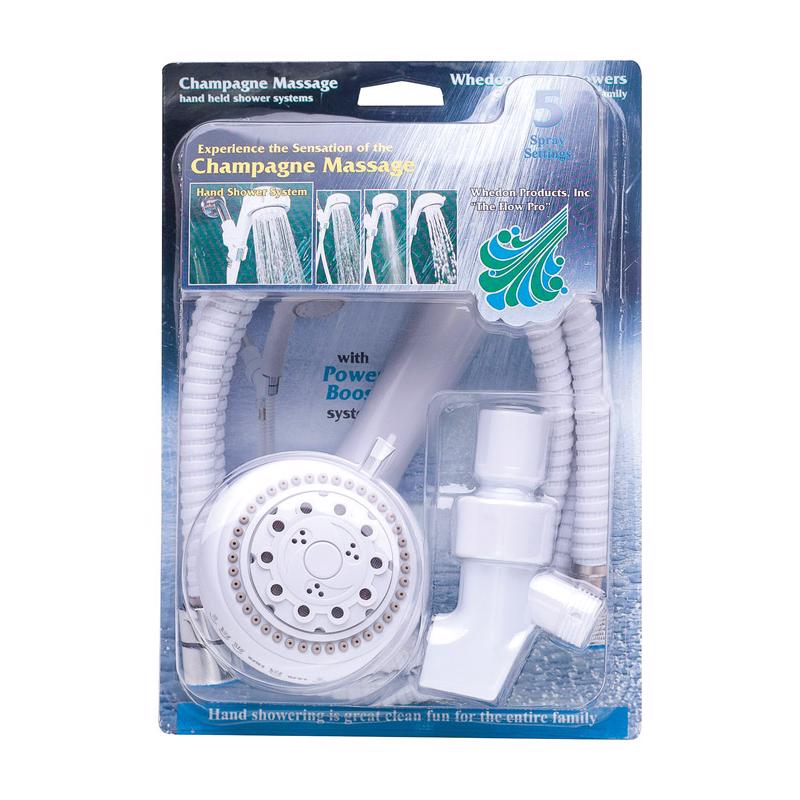 WHEDON - Whedon Champagne Massage White Plastic 5 settings Handheld Showerhead 2.5 gpm