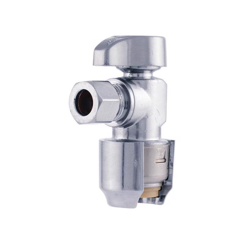 SHARKBITE - SharkBite 1/2 in. Push X 3/8 in. Compression Chrome Plated Angle Stop Valve