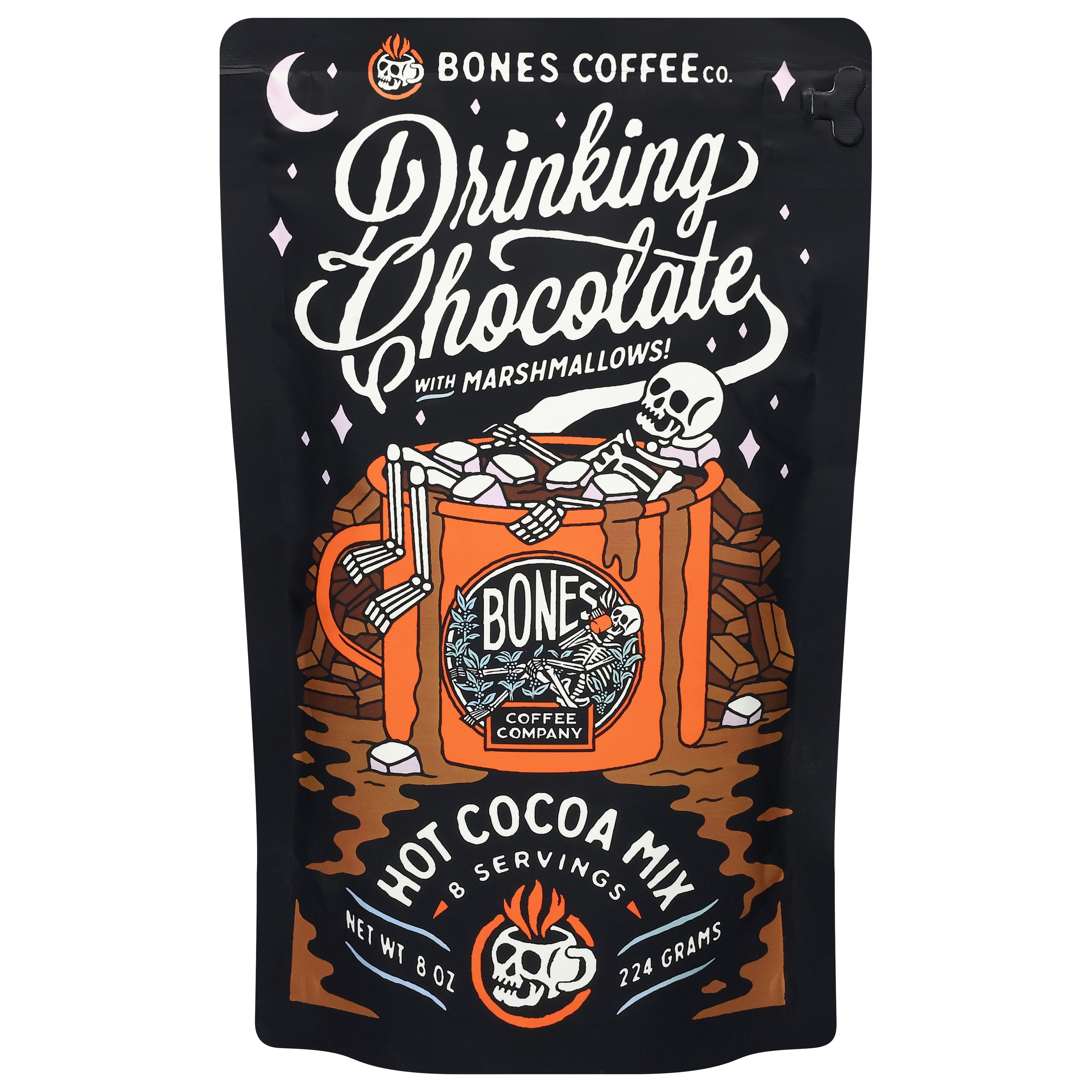 Bones Coffee Co. Drinking Chocolate with Marshmallow Hot Cocoa Mix 8 oz - Case of 12