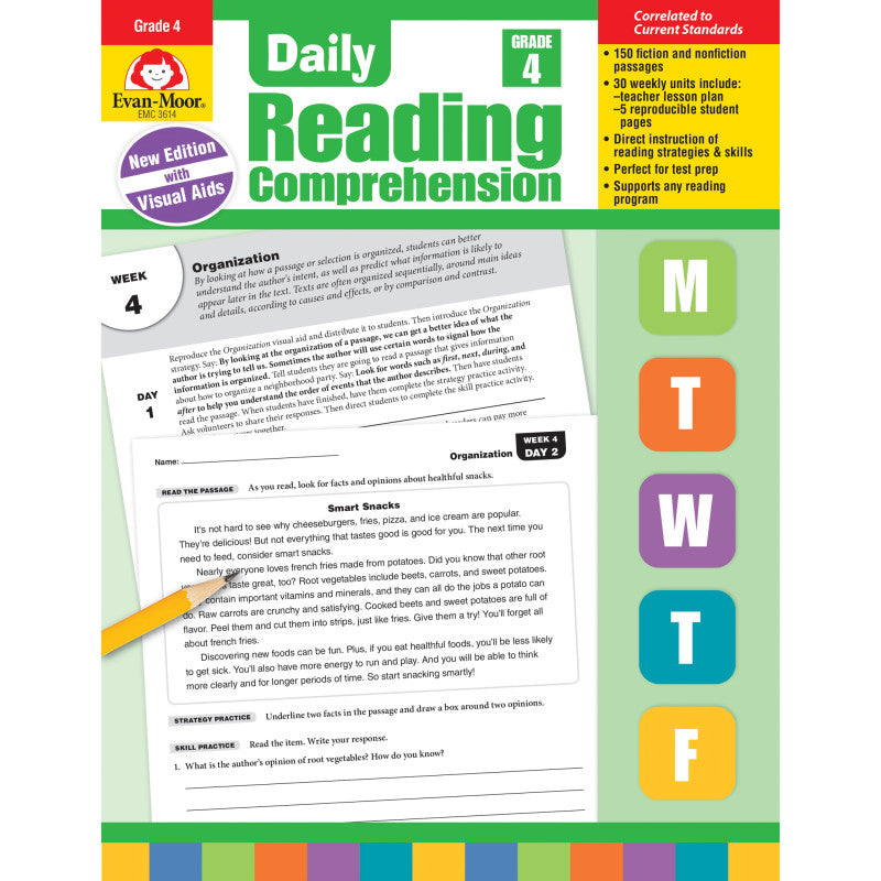 EVAN-MOOR - Daily Reading Comprehension, Teacher's Edition, Grade 4