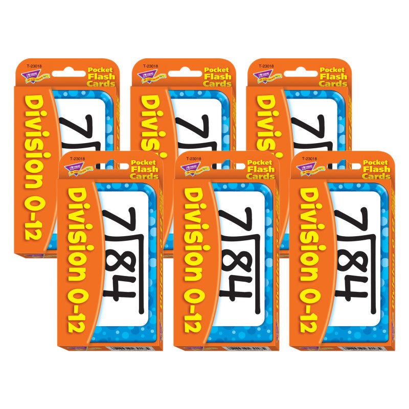 TREND - Division 0-12 Pocket Flash Cards, 6 Packs
