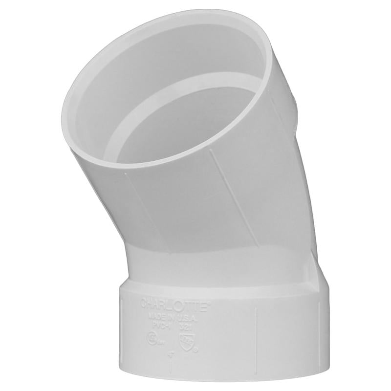 CHARLOTTE PIPE - Charlotte Pipe Schedule 40 4 in. Hub X 4 in. D Hub PVC 45 Degree Elbow 1 pk