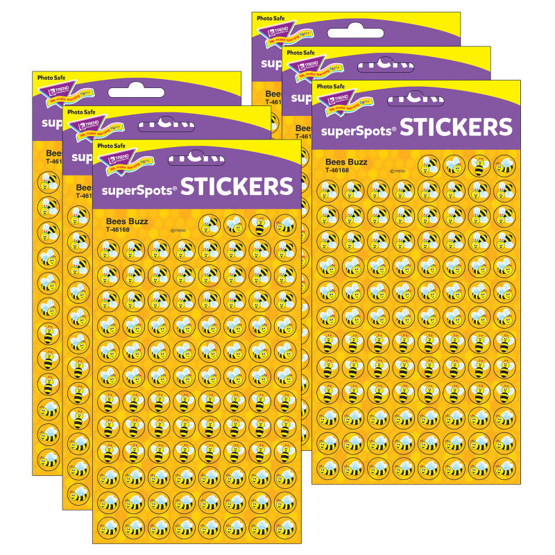 TREND - Bees Buzz superSpots® Stickers, 800 Per Pack, 6 Packs