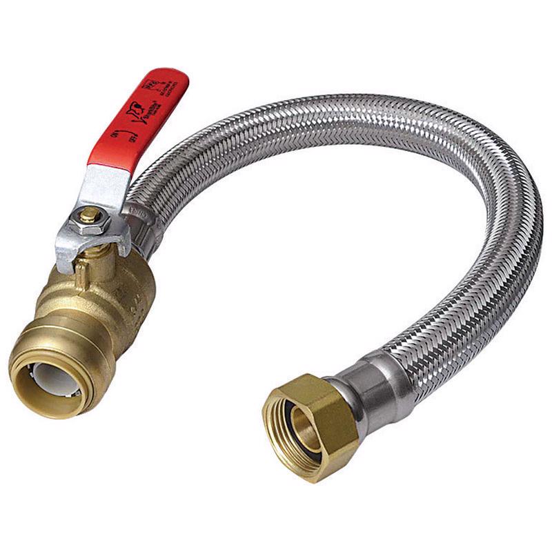 SHARKBITE - SharkBite 1/2 in. Push Fit X 3/4 in. D FIP 18 in. Stainless Steel Water Heater Connector with Ball V