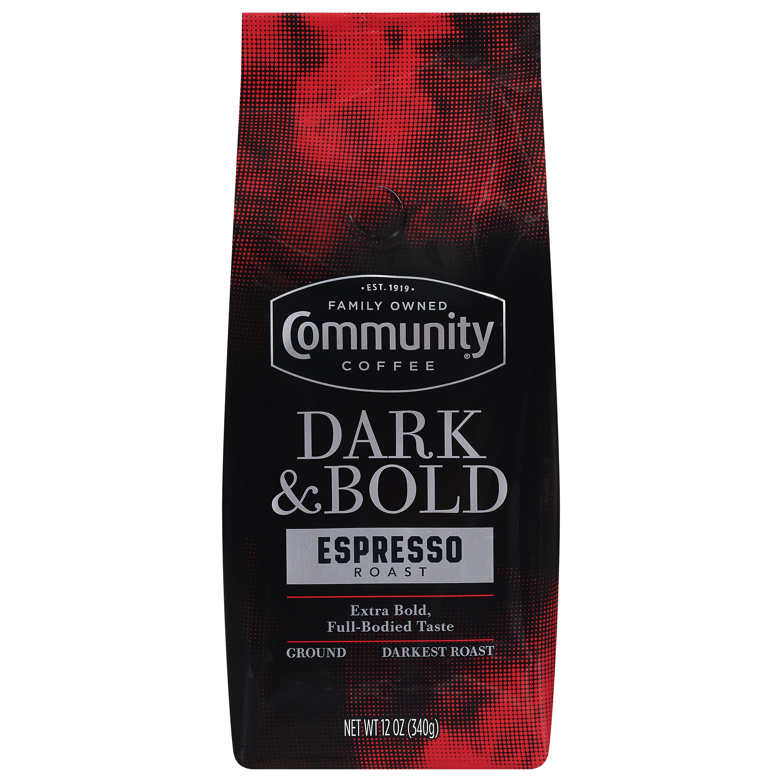 Community Coffee Espresso Roast Dark Roast Ground Dark & Bold Coffee 12 oz - Case of 6