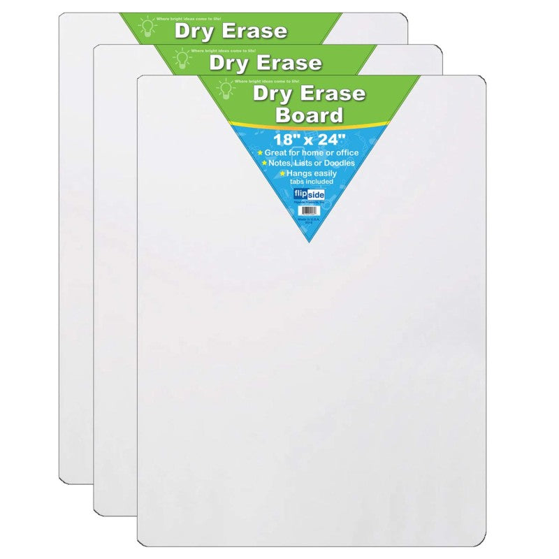 FLIPSIDE PRODUCTS - Dry Erase Board, 18" x 24", Pack of 3