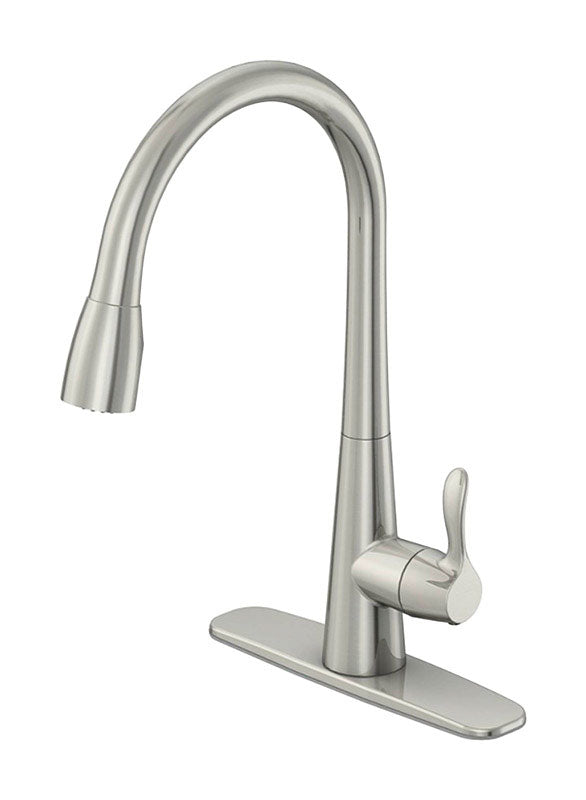 OAKBROOK - OakBrook Vela One Handle Brushed Nickel Pull-Down Kitchen Faucet [3978-K104]