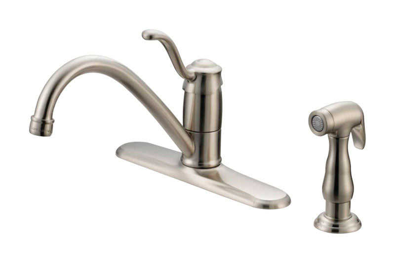 OAKBROOK - OakBrook Tucana One Handle Brushed Nickel Kitchen Faucet Side Sprayer Included