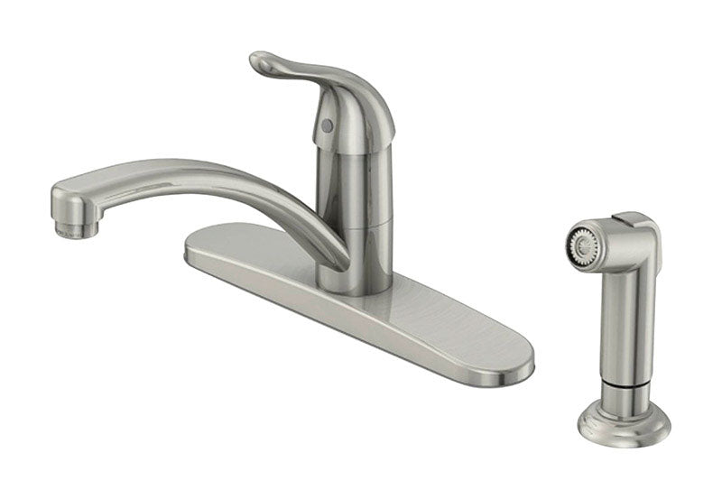 OAKBROOK - OakBrook Pacifica One Handle Brushed Nickel Kitchen Faucet Side Sprayer Included