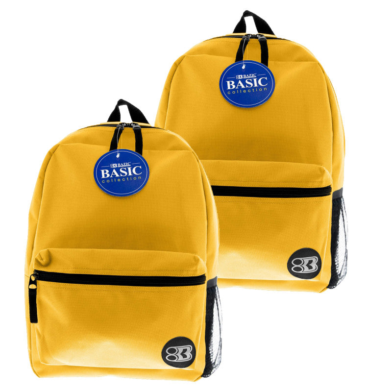 BAZIC PRODUCTS - 16" Basic Backpack, Mustard, Pack of 2