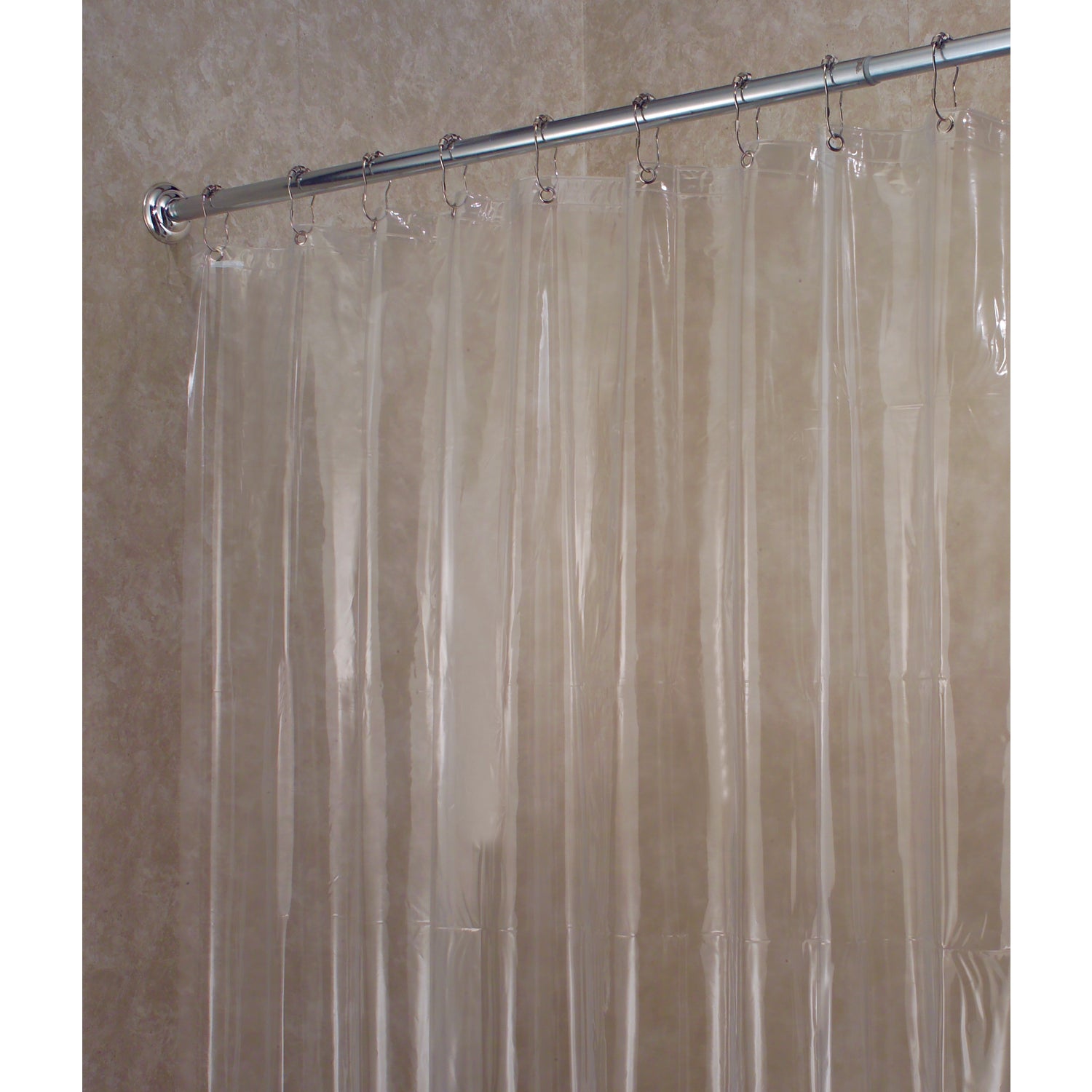 iDesign 72 in. H X 96 in. W Clear Solid Shower Curtain Liner Vinyl