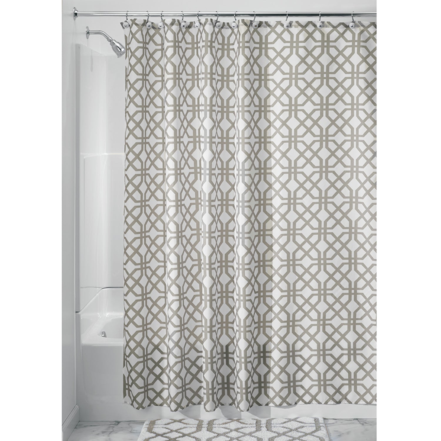 iDesign 72 in. H X 72 in. W Beige Trellis Shower Curtain Polyester