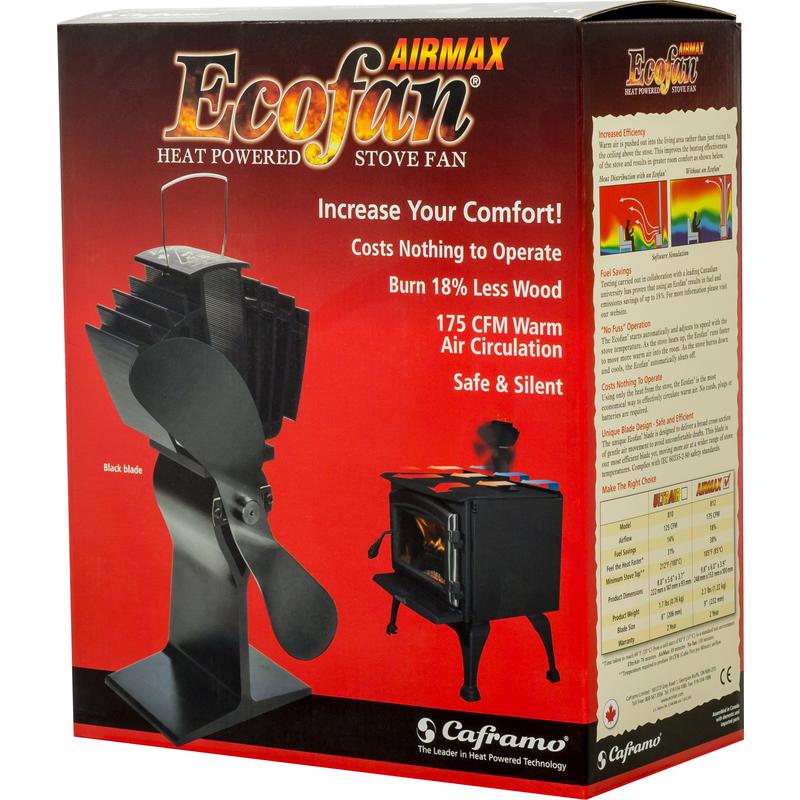 B & K - Ecofan AirMax Aluminum Heat Powered Wood Stove Fan [812AMXBX]