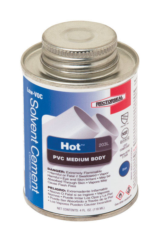RECTORSEAL - RectorSeal Hot Blue Solvent Cement For PVC 4 oz