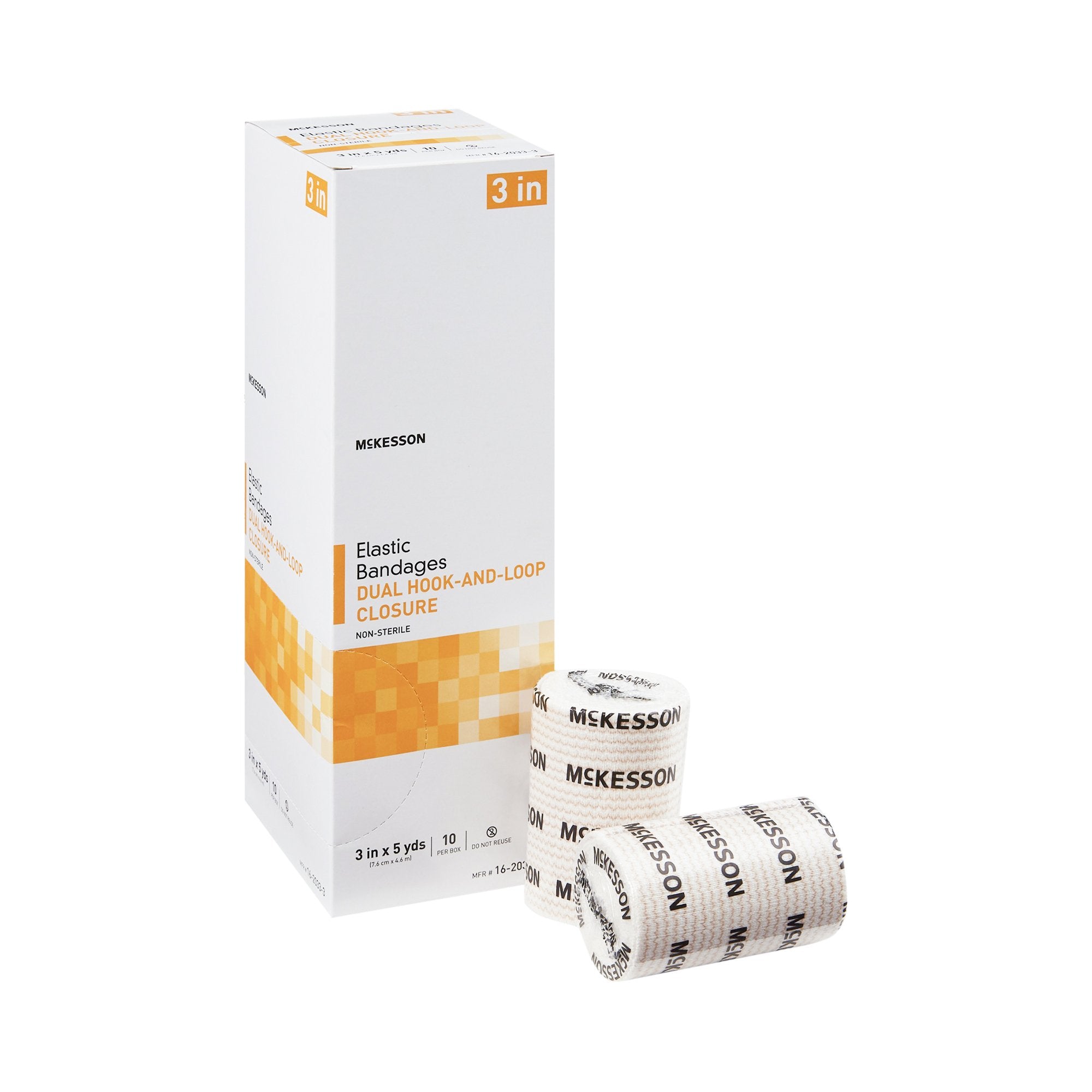 McKesson Brand - Elastic Bandage McKesson 3 Inch X 5 Yard Double Hook and Loop Closure Tan NonSterile Standard Compression [10/BX]