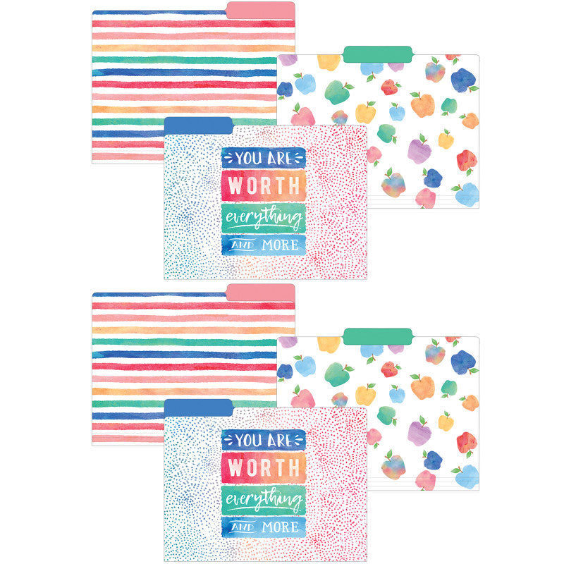 TEACHER CREATED RESOURCES - Watercolor File Folders, 12 Per Pack, 2 Packs