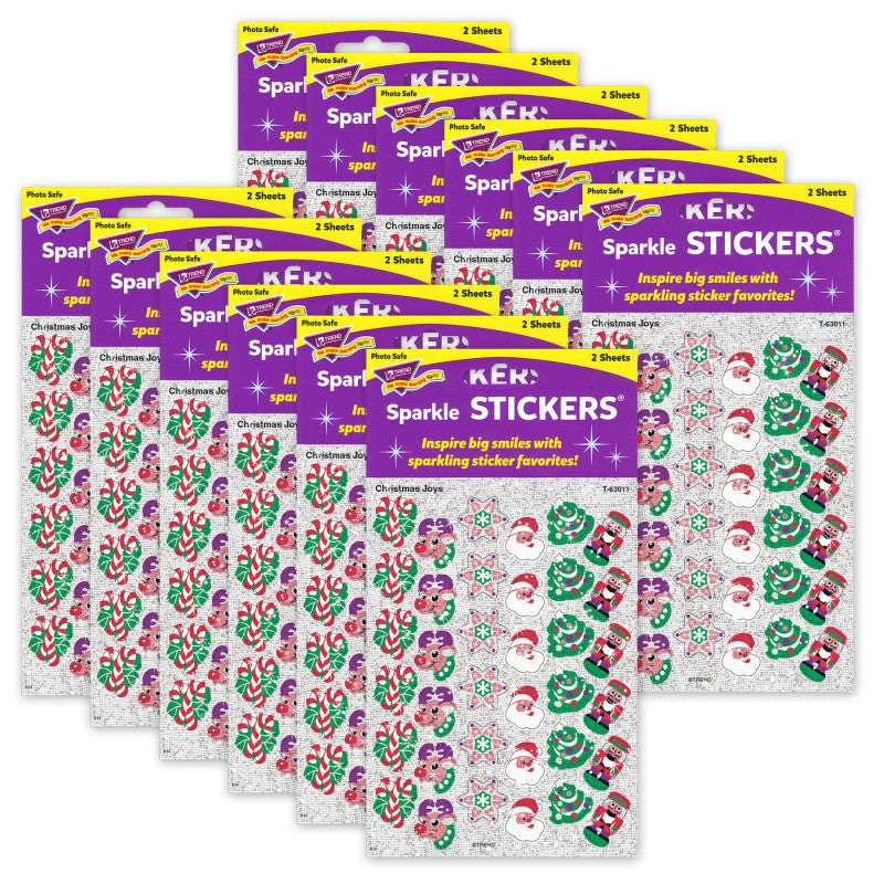 TREND - Christmas Joys Sparkle Stickers®, 72 Per Pack, 12 Packs