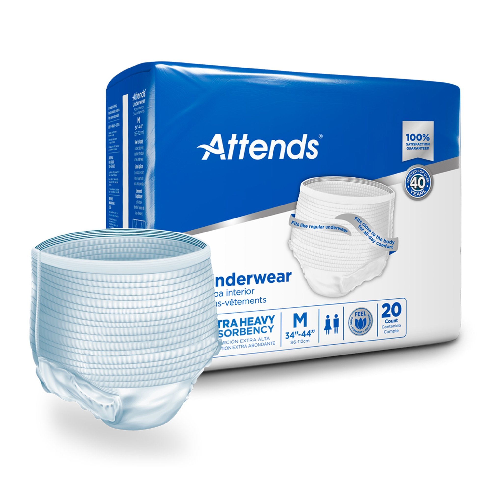Attends Healthcare Products - Unisex Adult Absorbent Underwear Attends® Care Pull On with Tear Away Seams Medium Disposable Heavy Absorbency [20/BG]