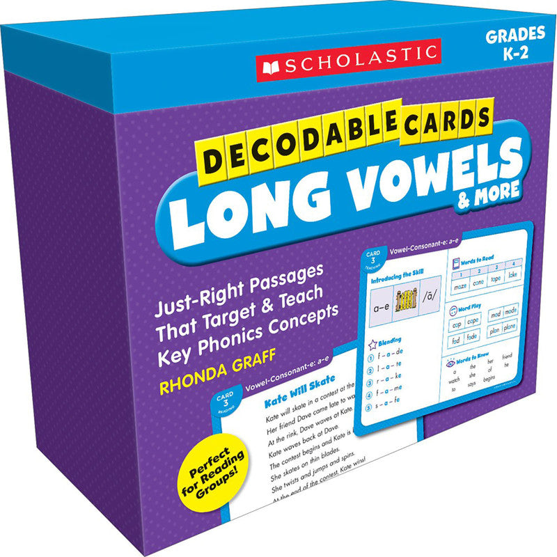 SCHOLASTIC TEACHING SOLUTIONS - Decodable Cards: Long Vowels & More