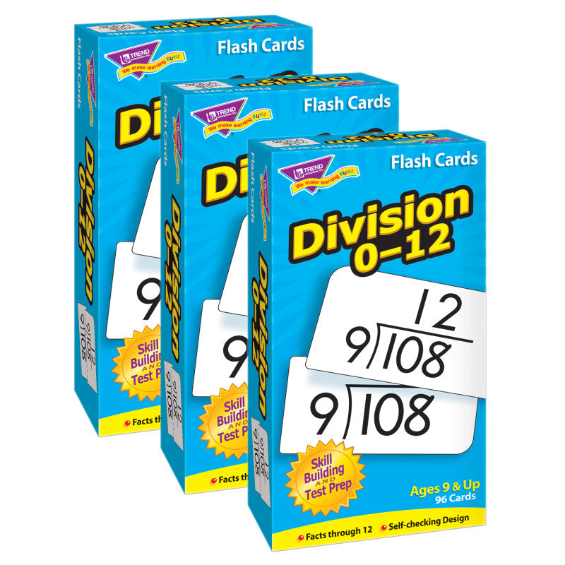TREND - Division 0-12 Skill Drill Flash Cards, Pack of 3
