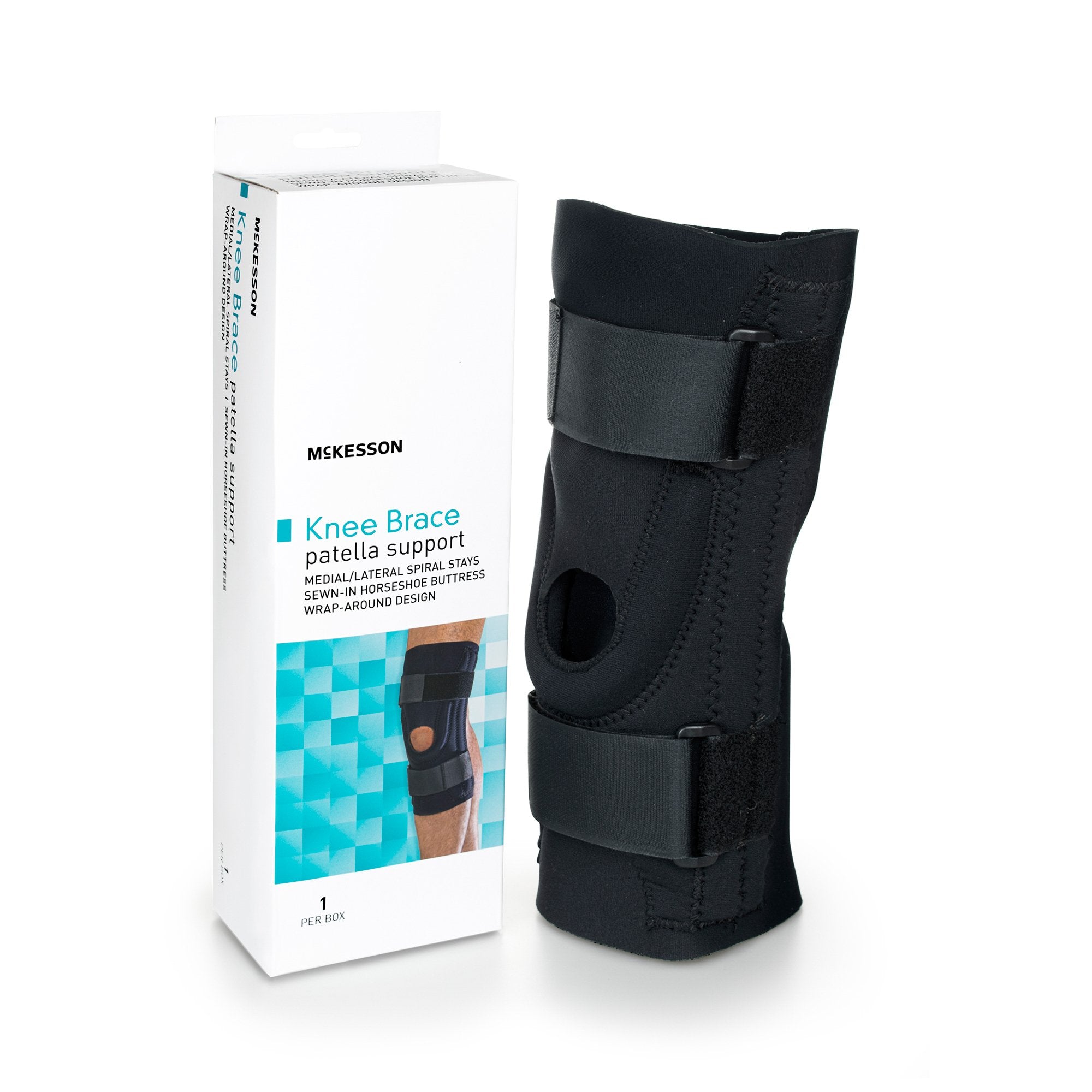 McKesson Brand - Knee Brace McKesson Medium Pull-On / D-Ring / Hook and Loop Strap 18 to 20-1/2 Inch Circumference Left or Right Knee [1/EA]