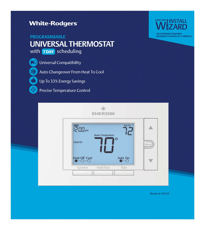 KEENEY MANUFACTURING - White Rodgers Heating and Cooling Push Buttons Programmable Thermostat [UP310]