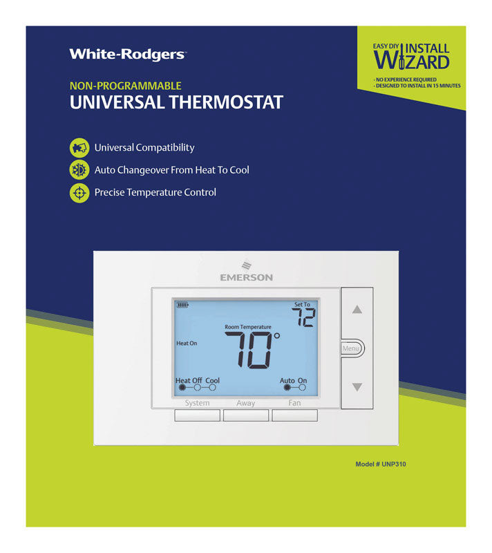 KEENEY MANUFACTURING - White Rodgers Heating and Cooling Push Buttons Non-Programmable Thermostat